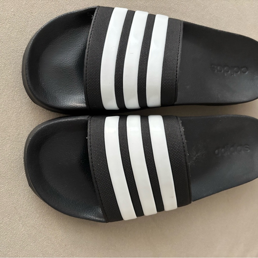 Adidas Black and White Slide Sandals